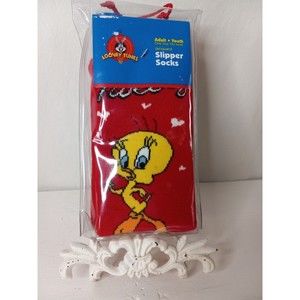 NEW Vintage Looney Tunes Tweety jacquard  Slipper Socks Warner Bros One Size new
